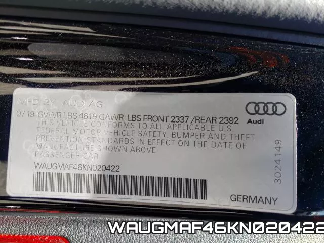 WAUGMAF46KN020422