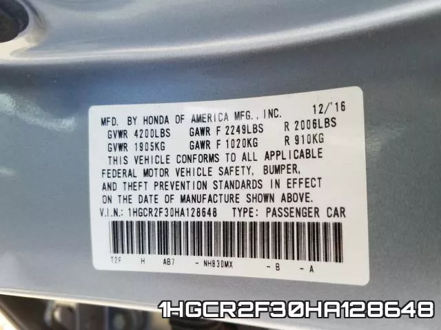 1HGCR2F30HA128648