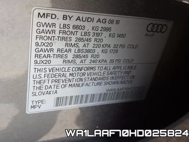 WA1LAAF70HD025824