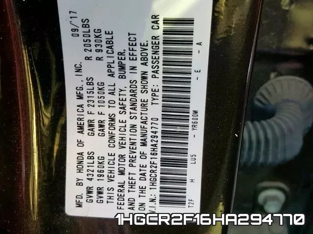 1HGCR2F16HA294770
