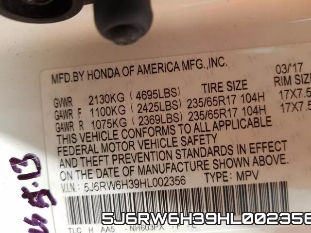 5J6RW6H39HL002356