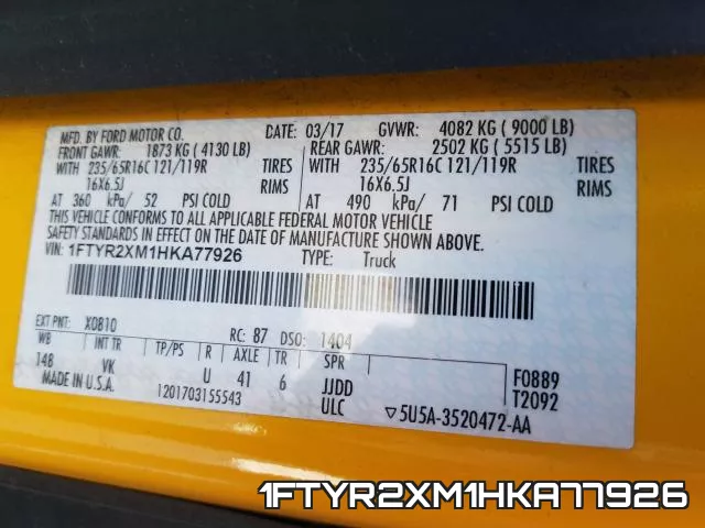 1FTYR2XM1HKA77926