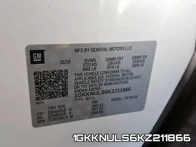 1GKKNULS6KZ211866