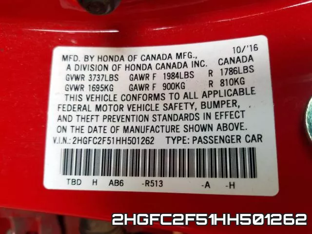 2HGFC2F51HH501262