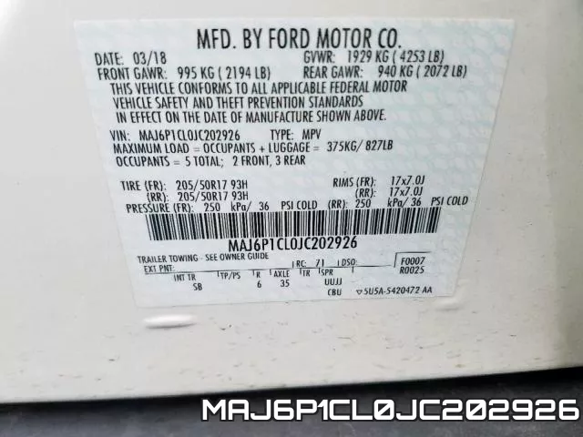 MAJ6P1CL0JC202926