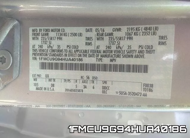 1FMCU9G94HUA40186