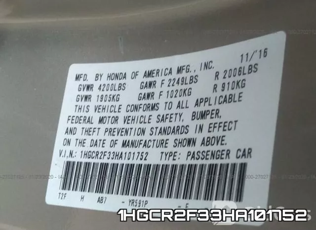 1HGCR2F33HA101752