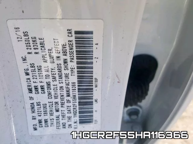 1HGCR2F55HA116366