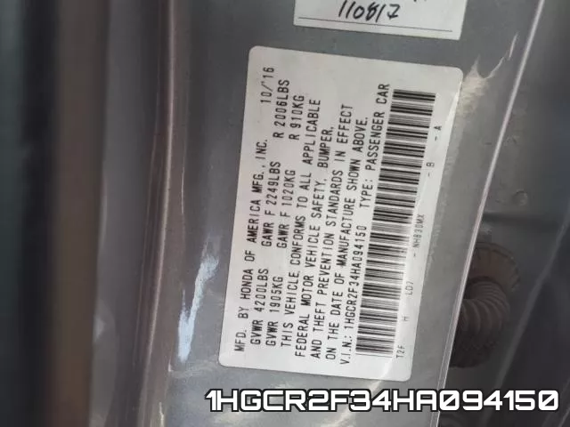 1HGCR2F34HA094150