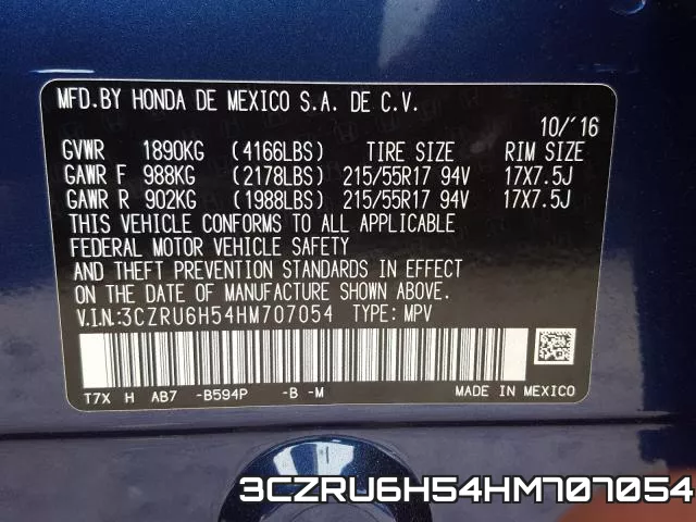 3CZRU6H54HM707054