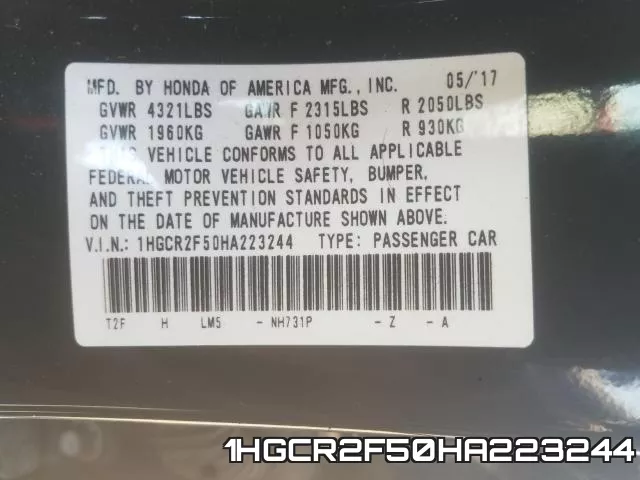 1HGCR2F50HA223244