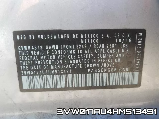 3VW017AU4HM513491
