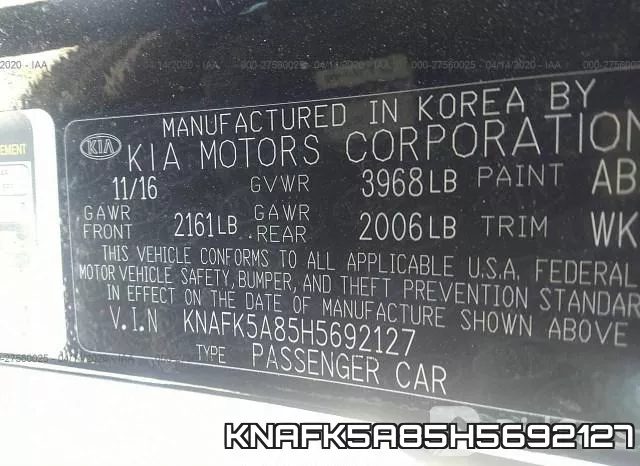 KNAFK5A85H5692127