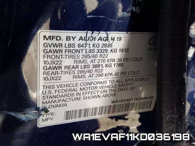 WA1EVAF11KD036198