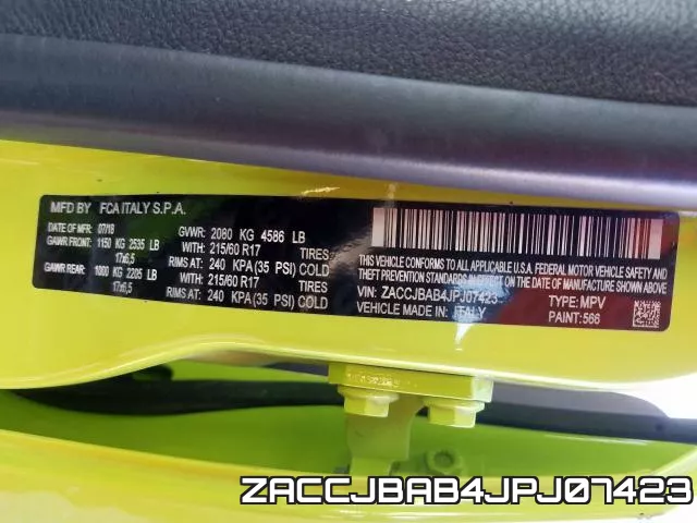 ZACCJBAB4JPJ07423