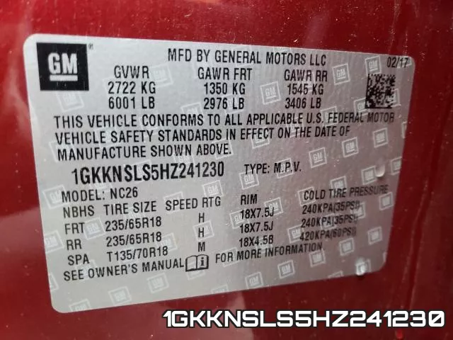 1GKKNSLS5HZ241230