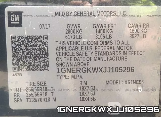 1GNERGKWXJJ105296