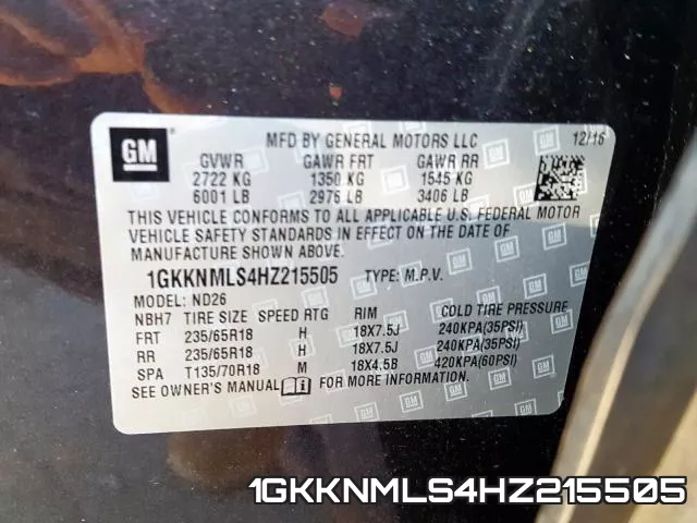 1GKKNMLS4HZ215505