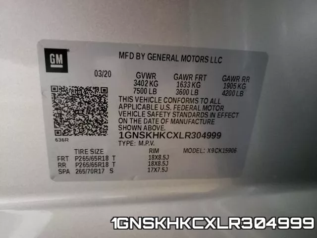 1GNSKHKCXLR304999