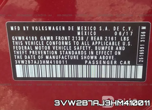 3VW2B7AJ3HM410011