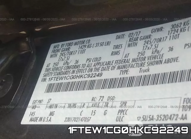 1FTEW1CG0HKC92249