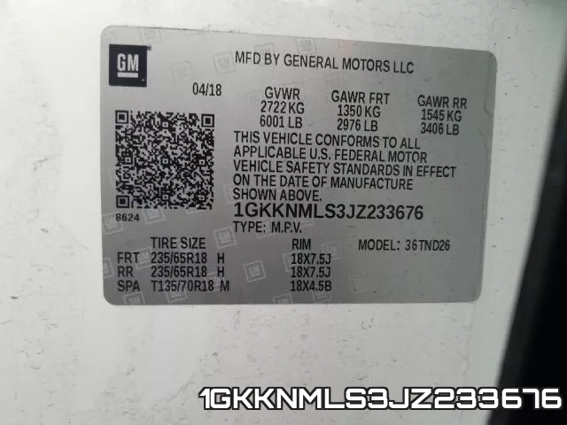 1GKKNMLS3JZ233676