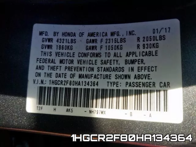 1HGCR2F80HA134364