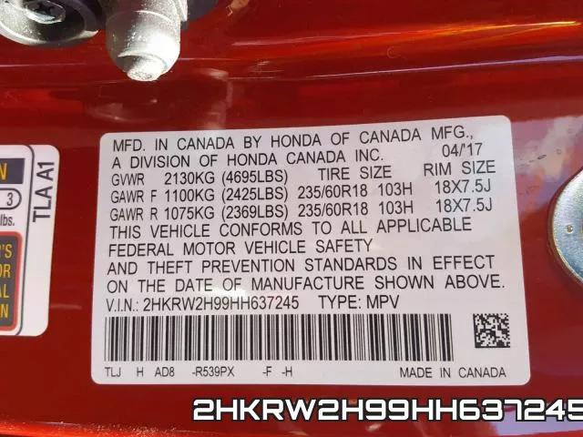 2HKRW2H99HH637245