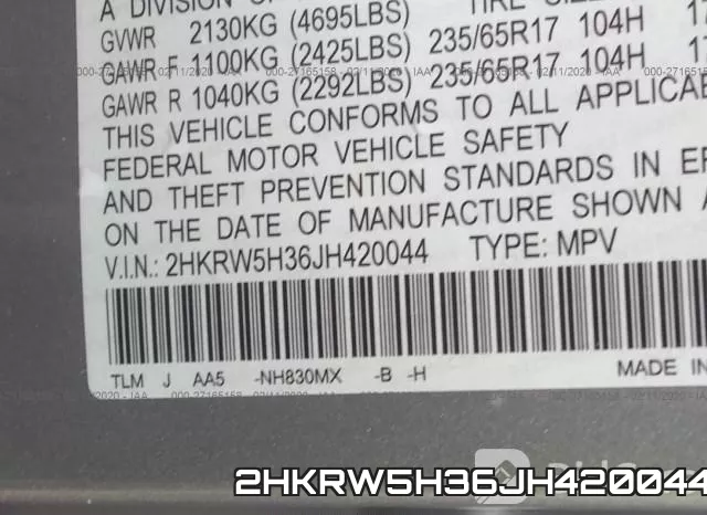 2HKRW5H36JH420044