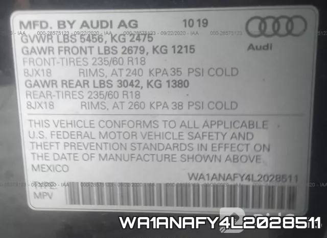 WA1ANAFY4L2028511
