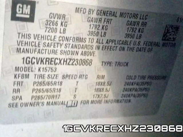 1GCVKRECXHZ230868