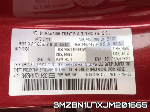 3MZBN1U7XJM201665