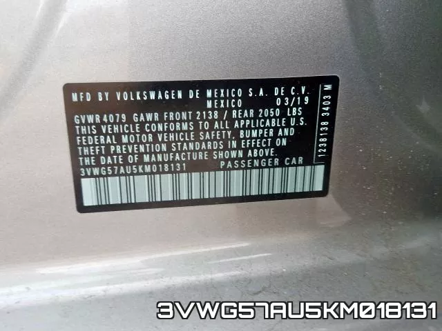 3VWG57AU5KM018131