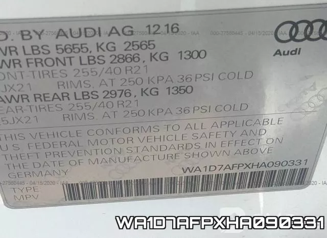WA1D7AFPXHA090331