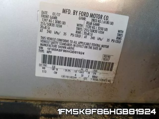 1FM5K8F86HGB81924