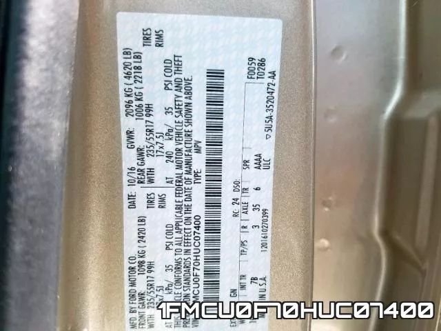 1FMCU0F70HUC07400