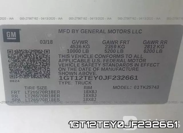 1GT12TEY0JF232661