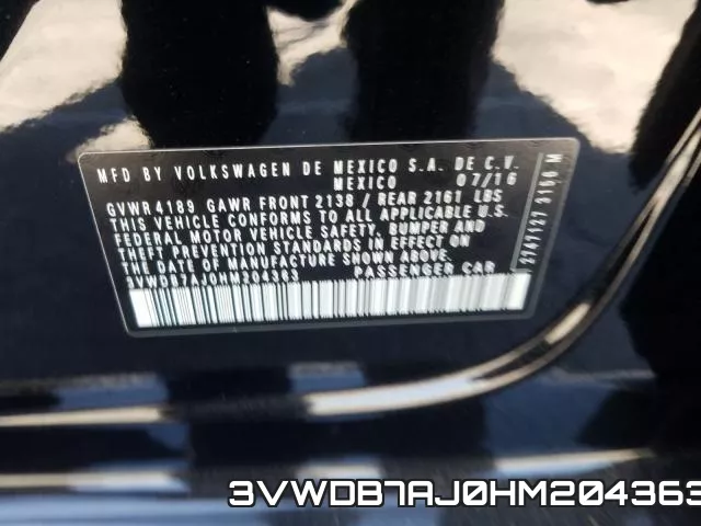 3VWDB7AJ0HM204363