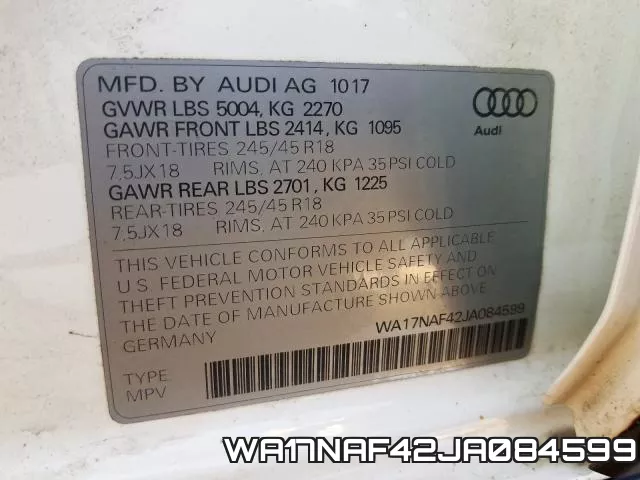 WA17NAF42JA084599