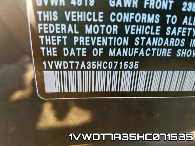 1VWDT7A35HC071535
