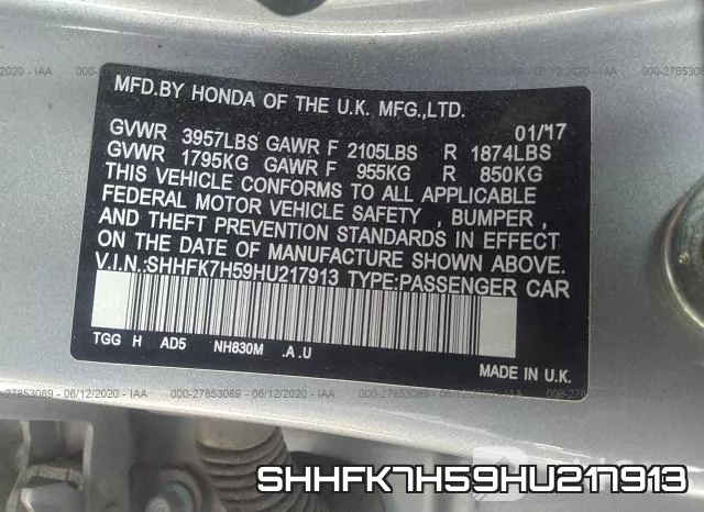 SHHFK7H59HU217913
