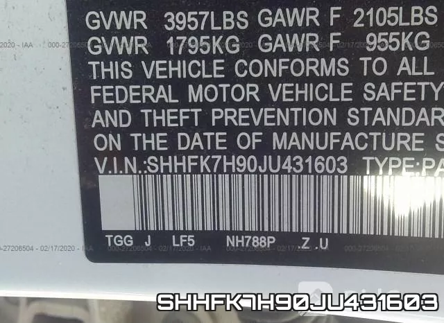 SHHFK7H90JU431603