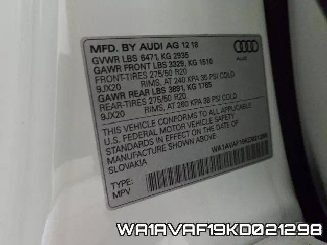 WA1AVAF19KD021298