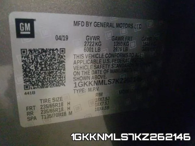 1GKKNMLS7KZ262146