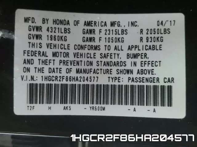 1HGCR2F86HA204577