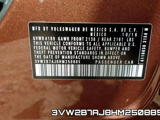3VW2B7AJ8HM250885