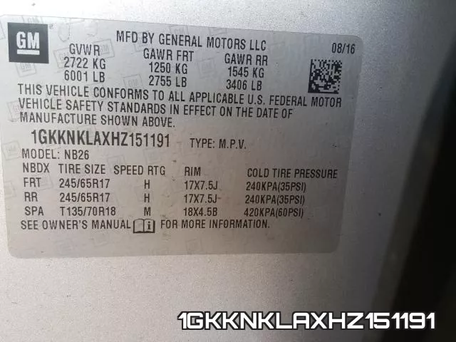 1GKKNKLAXHZ151191