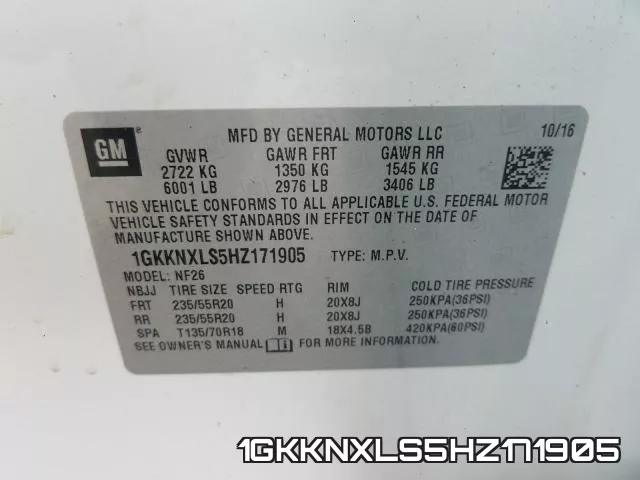 1GKKNXLS5HZ171905