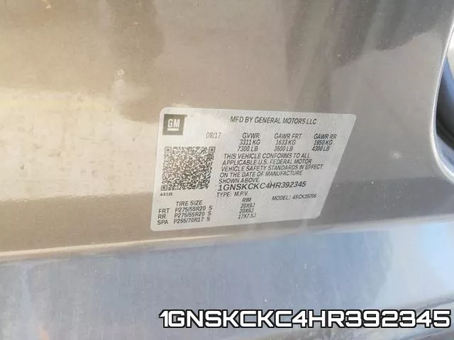 1GNSKCKC4HR392345