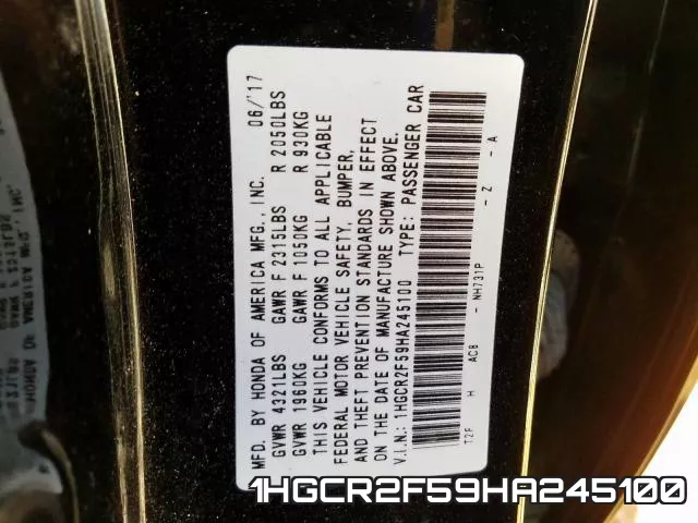 1HGCR2F59HA245100